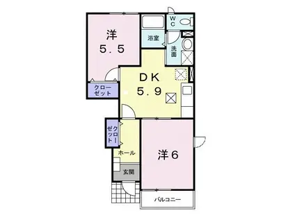 グラン・パルテ-ル(2DK/1階)の間取り写真