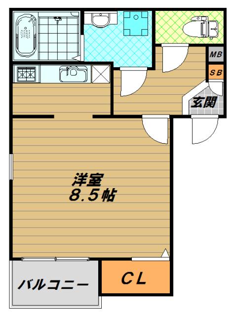インプレイス長田(1K/3階)の間取り写真