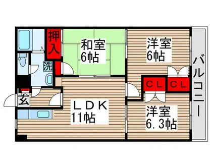 山善ビル(3LDK/3階)の間取り写真