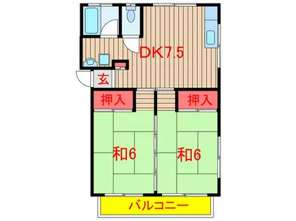 コーポみちのく(2DK/2階)の間取り写真