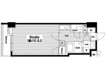 ガーラ元浅草(1K/8階)の間取り写真