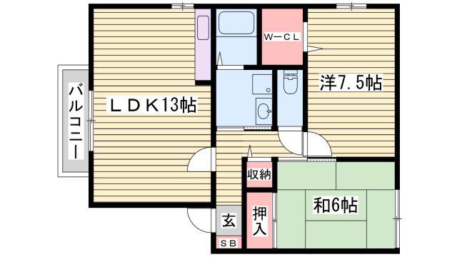 アベニュー御立A棟(2LDK/2階)の間取り写真