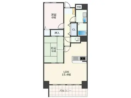 フラワーマンション城西(2LDK/7階)の間取り写真