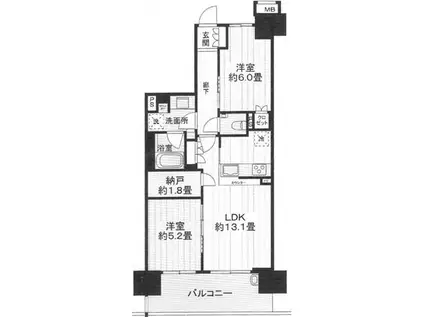 リビオ日暮里グランスイート(2SLDK/8階)の間取り写真