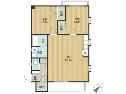 フォルクローロ(2LDK/3階)の間取り写真