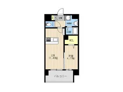 LIBTH南熊本駅前(1LDK/13階)の間取り写真