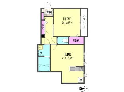 グリーンコート大森(1LDK/2階)の間取り写真