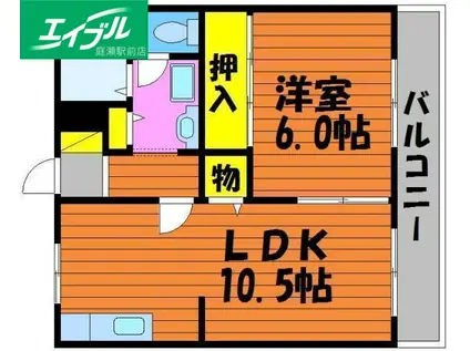シティパレス西崎PARTIIA棟(1LDK/2階)の間取り写真