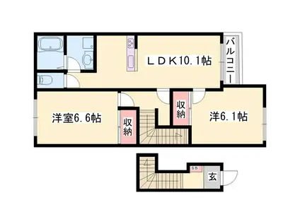 アルシオーネ 弐番館(2LDK/2階)の間取り写真