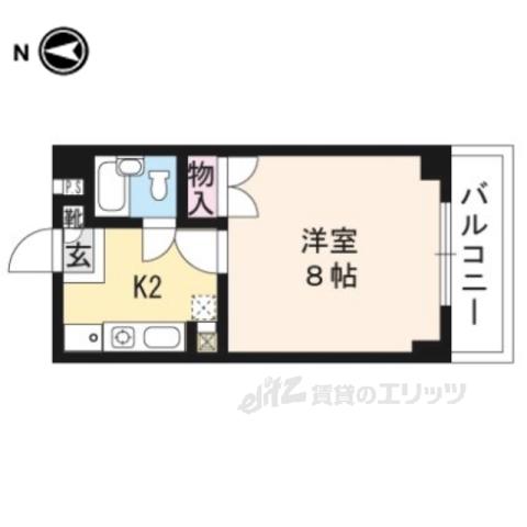 飛鳥井ハウス(1K/2階)の間取り写真