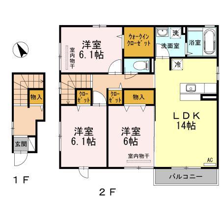 D-ROOMビオラ(3LDK/2階)の間取り写真