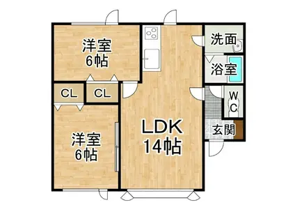 コーポしず(2LDK/2階)の間取り写真