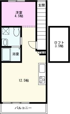 THE ORCHARD YAHATA C棟(1LDK/2階)の間取り写真