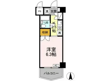 ジュネス西生田(1K/4階)の間取り写真