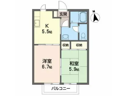 サクセスメゾン(2K/2階)の間取り写真