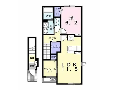 キャンディハウスII(1LDK/2階)の間取り写真