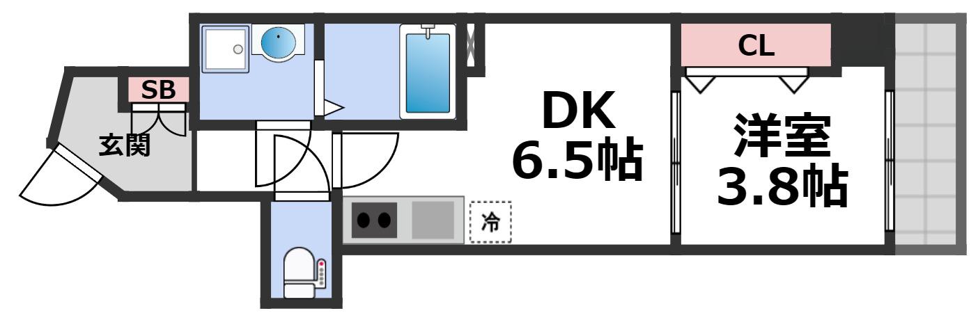 GARDENIA城東(1DK/1階)の間取り写真