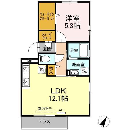 ル コンセール(1LDK/1階)の間取り写真