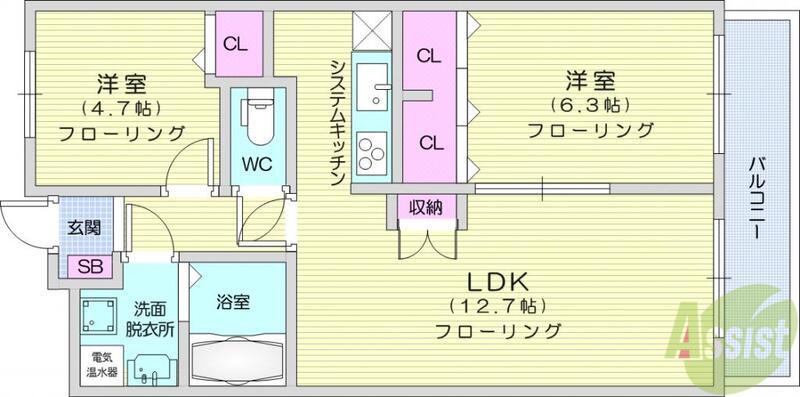U・ステージ3(2LDK/3階)の間取り写真