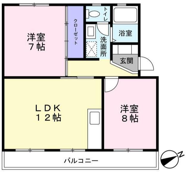 富士クレール(2LDK/3階)の間取り写真