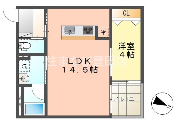エテルナ山之手(1LDK/3階)の間取り写真