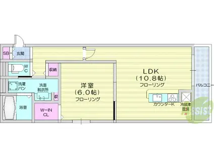 ルミエール(1LDK/2階)の間取り写真