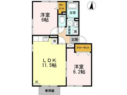 ルピナときしげ(2LDK/1階)の間取り写真