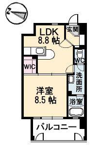 フラットリア御船(1LDK/4階)の間取り写真