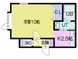 メゾンプライマス(1K/2階)の間取り写真