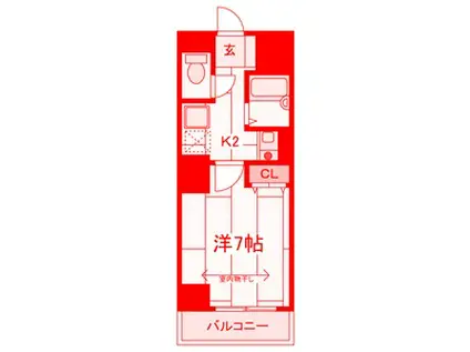 エスポアールカヤギヤ9(1K/9階)の間取り写真