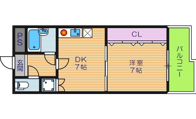 エイチ・ツーオー今川(1DK/4階)の間取り写真