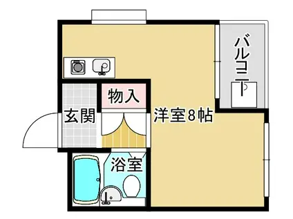 サンライズ間谷(1K/2階)の間取り写真