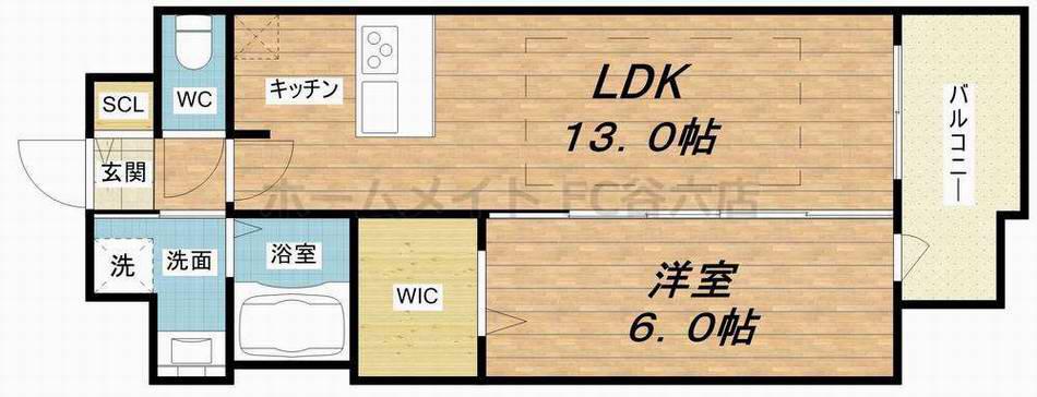 プレサンス新町ウィズ ジョイ(1LDK/6階)の間取り写真