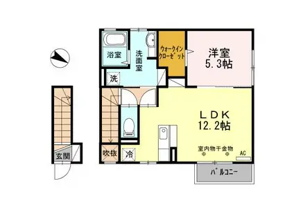 シェール(1LDK/2階)の間取り写真