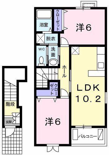 サーマルI(2LDK/2階)の間取り写真