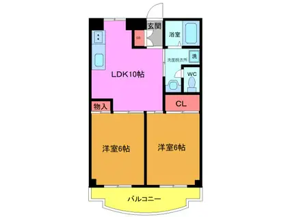 アメニティ・ビラ(2LDK/2階)の間取り写真