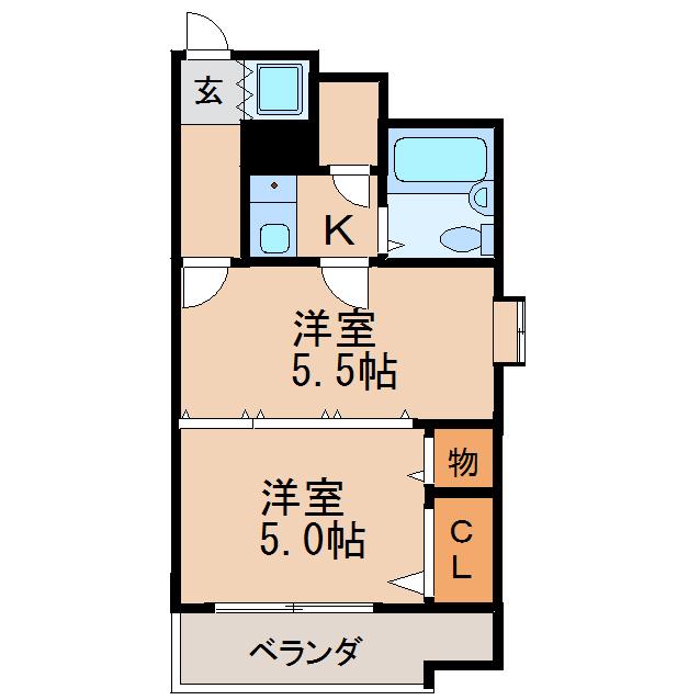 エスト葵南(2K/5階)の間取り写真