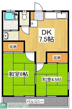 富士見コーポ(2DK/2階)の間取り写真