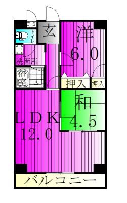 サンライフ天王台(2LDK/9階)の間取り写真