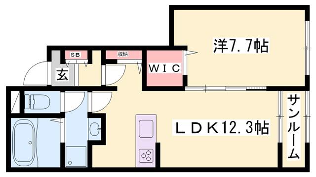 サンセールVIII A(1LDK/1階)の間取り写真
