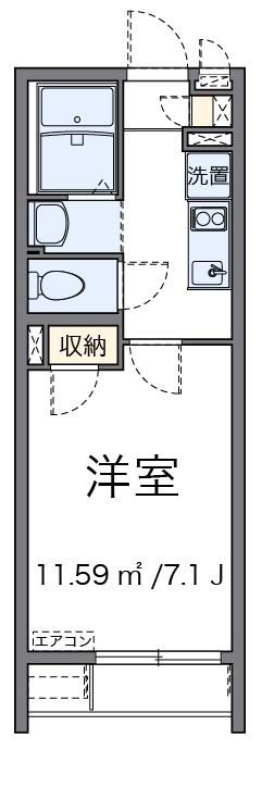 プラムテラス粕谷(1K/1階)の間取り写真