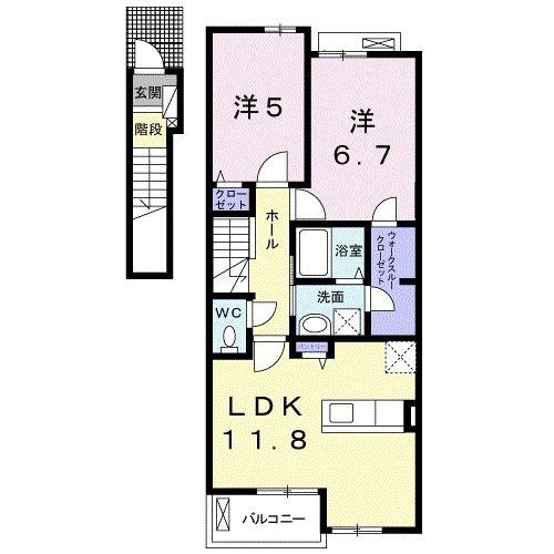 コンフォート・ユー(2LDK/2階)の間取り写真