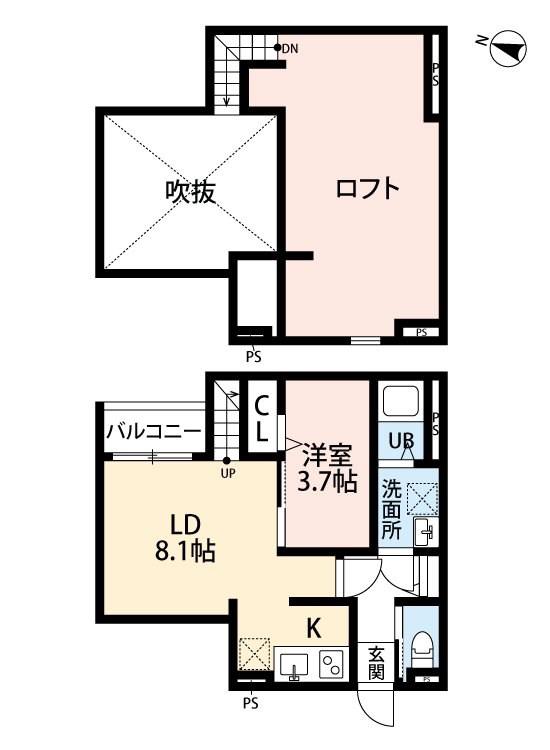 スプリングフォレスト弐番館(1LDK/2階)の間取り写真