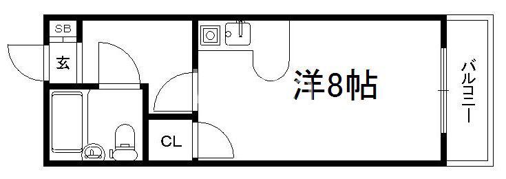 ジョイフル宇治(ワンルーム/1階)の間取り写真