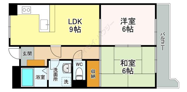 青山コーポA(2DK/3階)の間取り写真