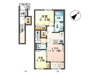 シュリールY(2LDK/2階)の間取り写真