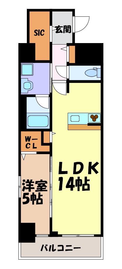 LAA KEA 徳川(1LDK/3階)の間取り写真