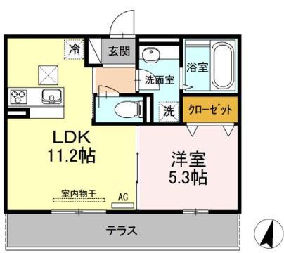 グランデージ(1LDK/1階)の間取り写真