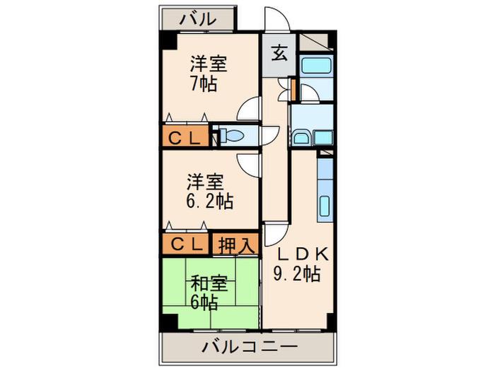 デセンシア寺西(3LDK/1階)の間取り写真
