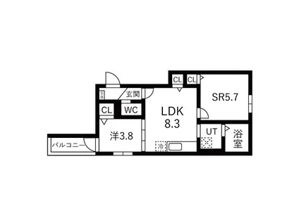 F ASECIA LASO(2LDK/3階)の間取り写真